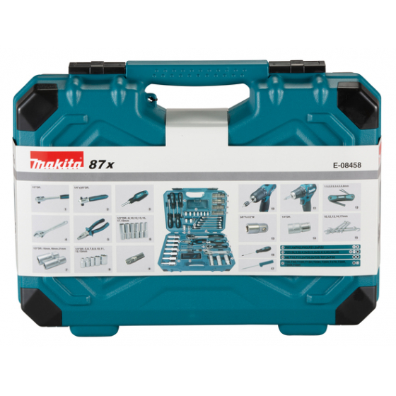 Makita Coffret d'outils 87 pièces avec mallette de transport E-08458 Makita Coffret d'outils 87 pièces avec mallette de transport E-08458