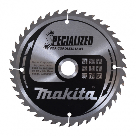 Makita Lame de scie circulaire bois ø165mm 40dts B-32960 Makita Lame de scie circulaire bois ø165mm 40dts B-32960