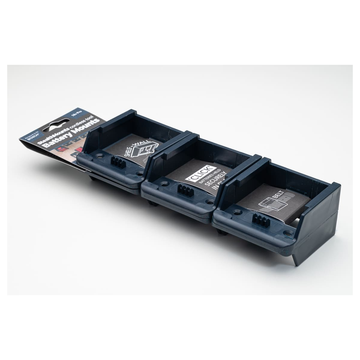 StealthMounts Supports de batterie Bosch 18v 6-pack BLEU BM-BO18-BLU-6