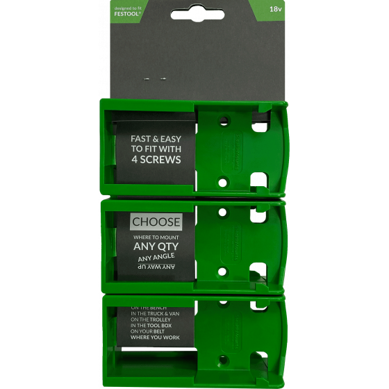StealthMounts Supports de batterie Festool 18v 6-pack VERT BM-FT18-GRN-6