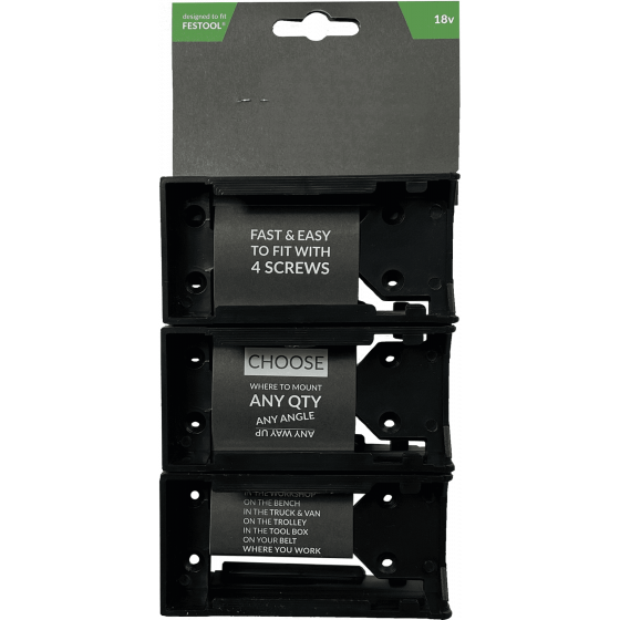 StealthMounts Supports de batterie Festool 18v 6-pack NOIR BM-FT18-BLK-6