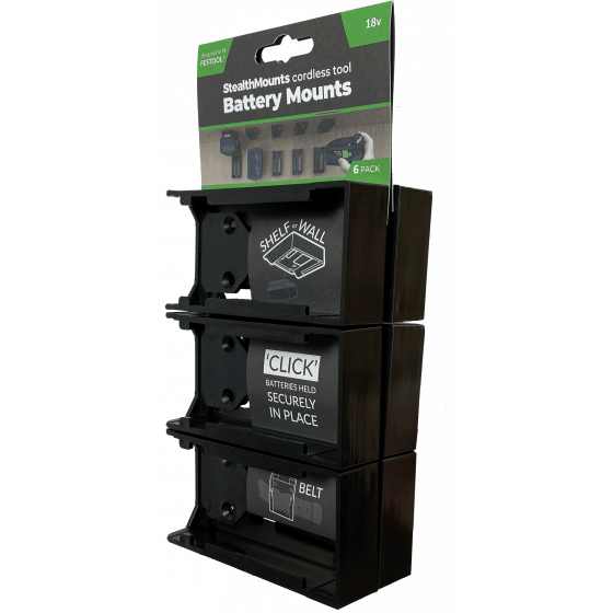 StealthMounts Supports de batterie Festool 18v 6-pack NOIR BM-FT18-BLK-6