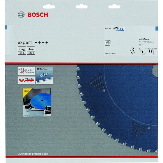 Bosch Lame de scie circulaire métal expert pour acier Ø355x25.4x2.6 80Dts (2608643062)