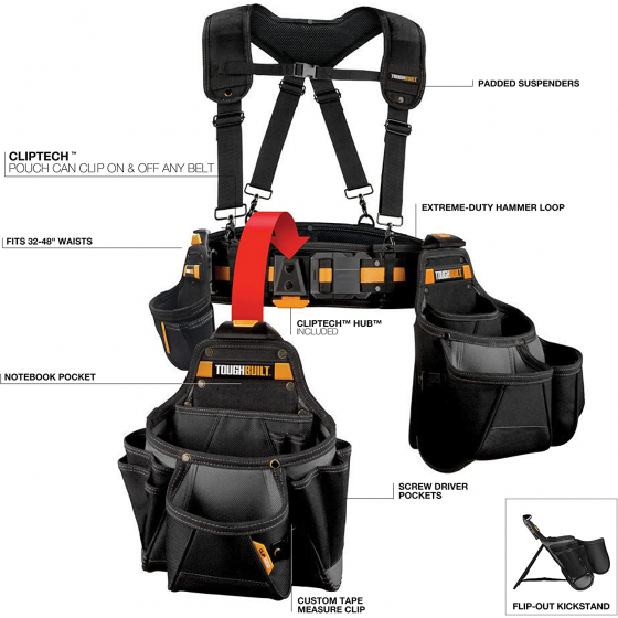 Toughbuilt Ensemble ceinture porte-outils avec bretelles 5pcs pour professionnels TB-CT-101-5P Toughbuilt Ensemble ceinture porte-outils avec bretelles 5pcs pour professionnels TB-CT-101-5P
