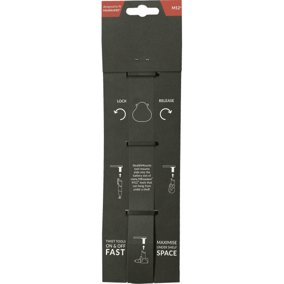 StealthMounts Supports de machines Milwaukee 12v 3-pack NOIR TM-MW12-BLK-3 StealthMounts Supports de machines Milwaukee 12v 3-pack NOIR TM-MW12-BLK-3