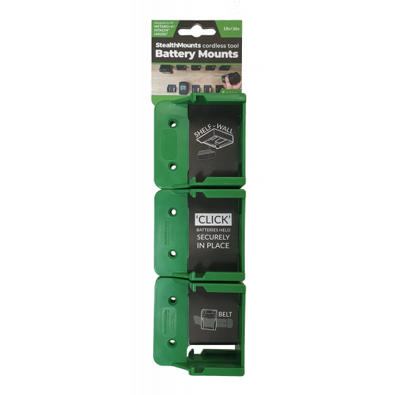 StealthMounts Supports de batteries Hikoki, Hitachi 18V 6-pack VERT BM-MHH18-GRN-6