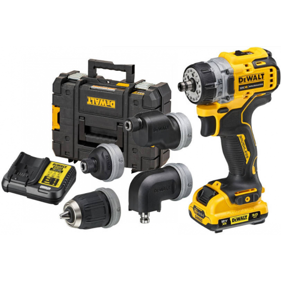 Dewalt DCD703L2T-QW Perceuse, Visseuse compacte multi-têtes 5 en 1 12V XR Brushless 2x3.0Ah