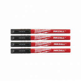 Milwaukee x4 Marqueurs INKZALL Noir pointe Extra Fine (48223164)