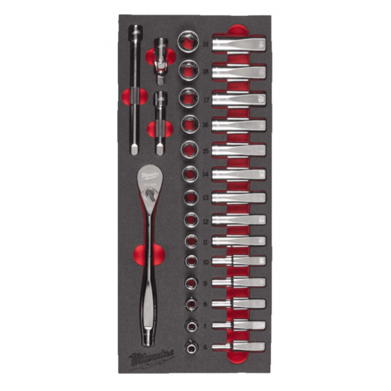 Milwaukee Jeu de clés à cliquet 3/8" avec module mousse pour servante d'atelier (4932479825) Milwaukee Jeu de clés à cliquet 3/8" avec module mousse pour servante d'atelier (4932479825)