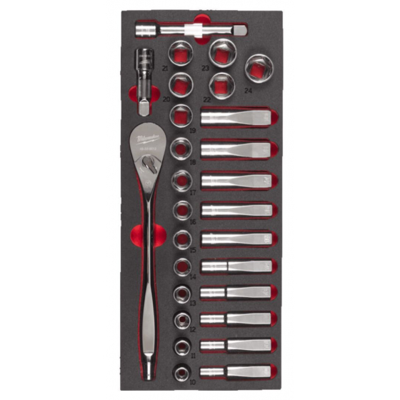 Milwaukee Jeu de clés à cliquet 1/2" avec module mousse pour servante d'atelier (4932479826) Milwaukee Jeu de clés à cliquet 1/2" avec module mousse pour servante d'atelier (4932479826)