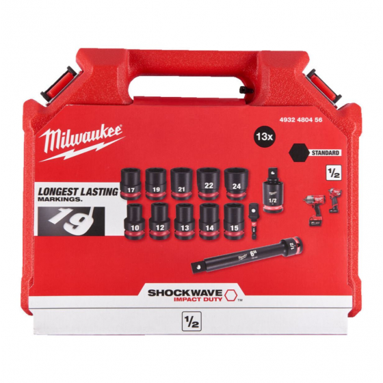 Milwaukee Coffret de 13 Douilles Shockwave Impact Duty pour Boulonneuse 1/2" (4932480456)