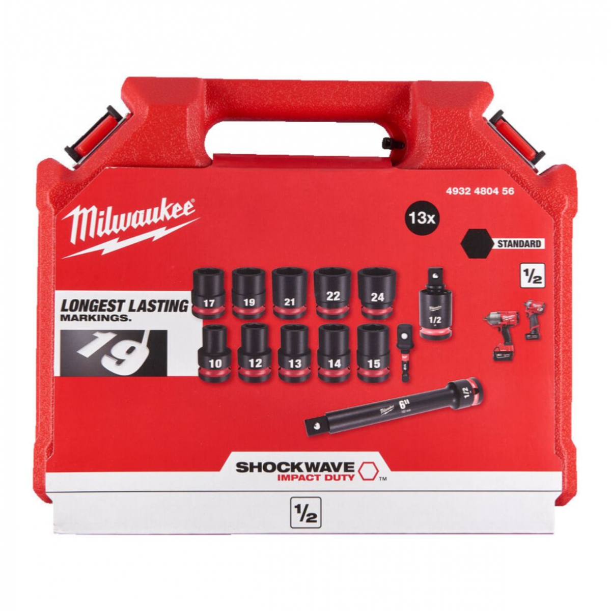 Milwaukee Coffret de 13 Douilles Shockwave Impact Duty pour Boulonneuse  1/2 (4932480456)