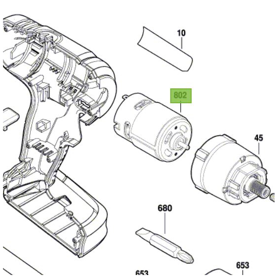 Bosch Moteur à Courant Continu 12V pour perceuse Easydrill12, Easydrill12LI, Easydrill10,8 (1600A00XH3)