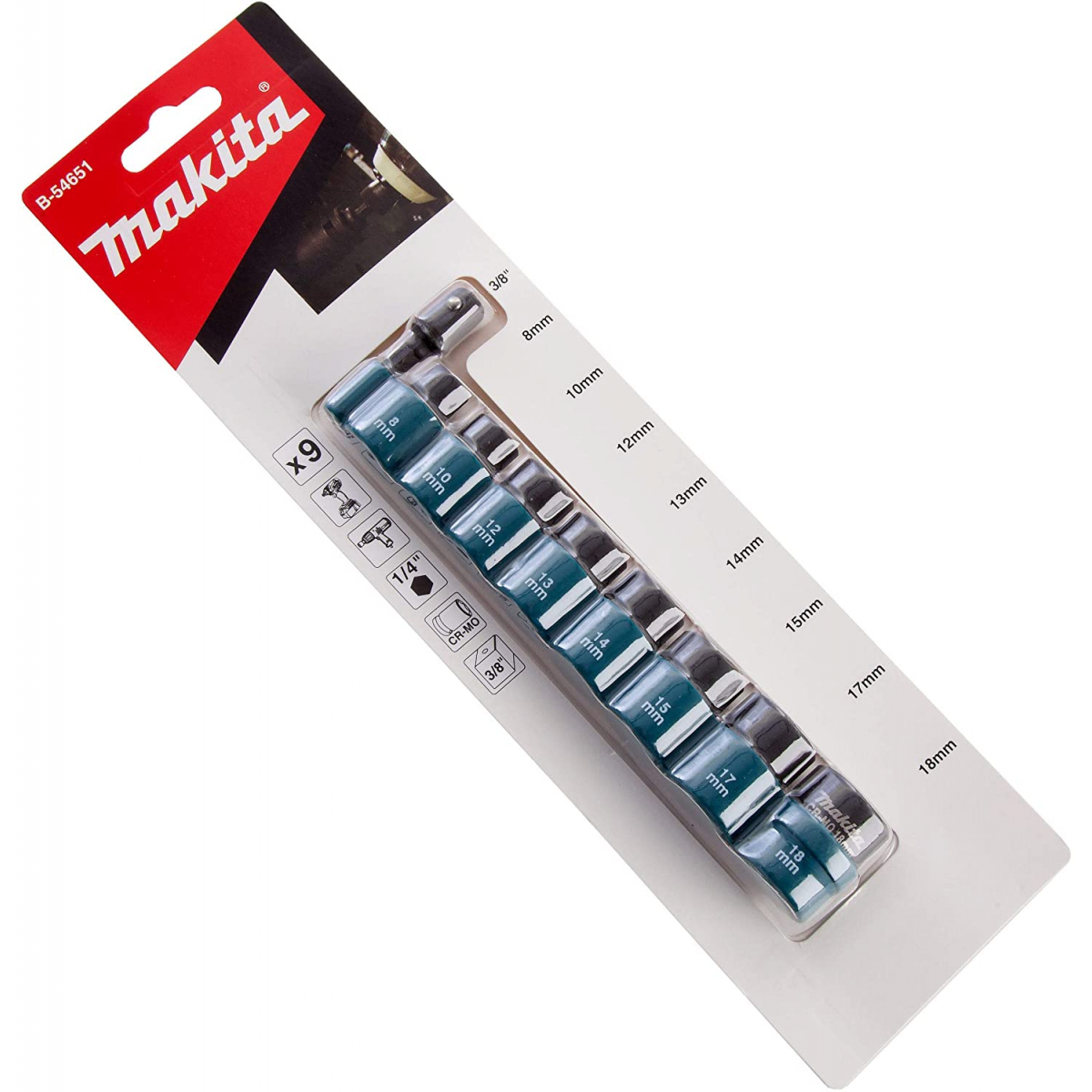 Makita D-66232 Coffret de 9 Douilles 1/2 Pour Boulonneuse à Choc