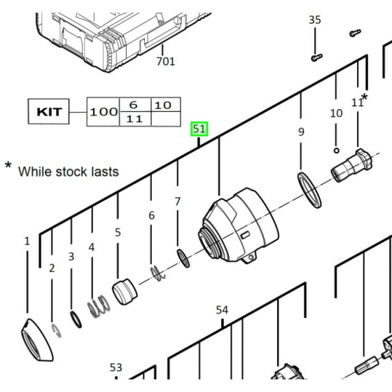 Milwaukee Carter d'engrenage pour visseuse à chocs M18FID2 & M18ONEID2 (4931465825)