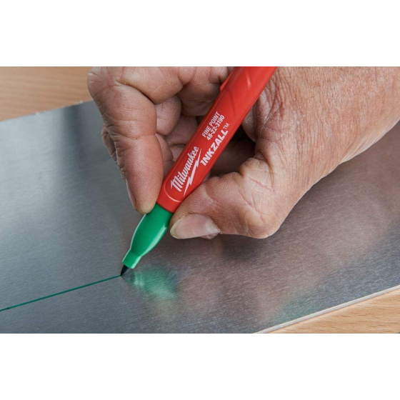 Milwaukee x4 Marqueurs INKZALL Noir, Bleu, Vert et Rouge pointe Fine (48223106)