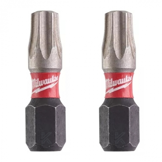 Milwaukee Lot de 2 Embouts Torx 30 25mm de Vissage Shockwave (4932430885)