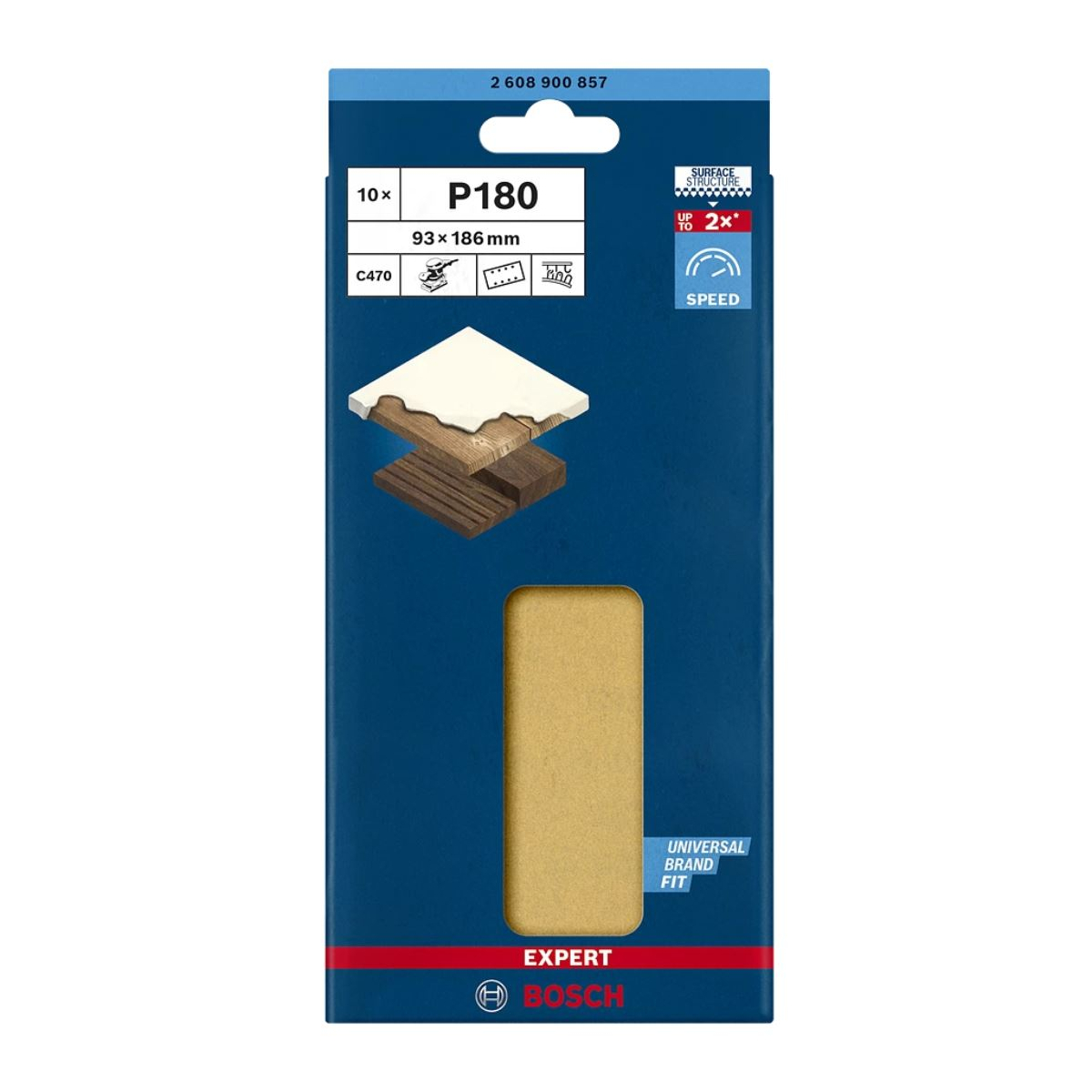 Bosch Feuille abrasive pour ponceuse vibrante, 93x186 mm grain 80