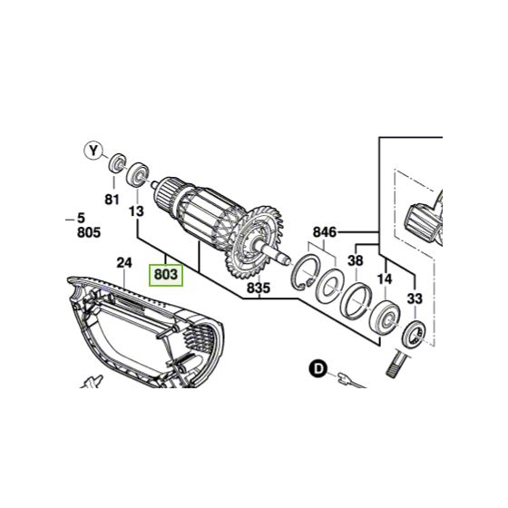 Bosch Induit meuleuse d'angle GWS24-180LVI, GWS230LVI (1604011298) Bosch Induit meuleuse d'angle GWS24-180LVI, GWS230LVI (1604011298)