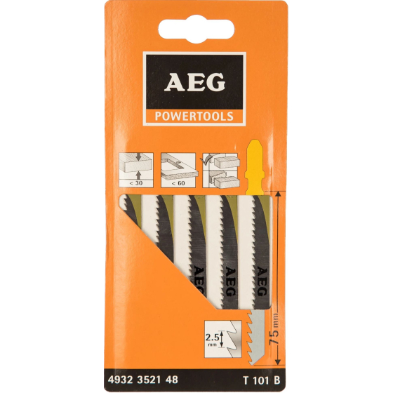 AEG Set de 5 lames 75mm Bois pour scie sauteuse (4932352148)