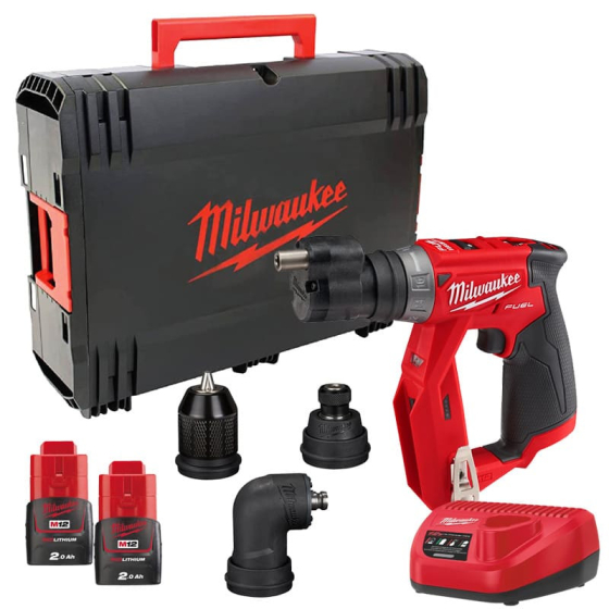 Milwaukee M12 FDDXKIT-202X Perceuse, Visseuse 12V 2x2.0Ah Fuel à mandrin amovible et Coffret HD-BOX (4933464979) Milwaukee M12 FDDXKIT-202X Perceuse, Visseuse 12V 2x2.0Ah Fuel à mandrin amovible et Coffret HD-BOX (4933464979)