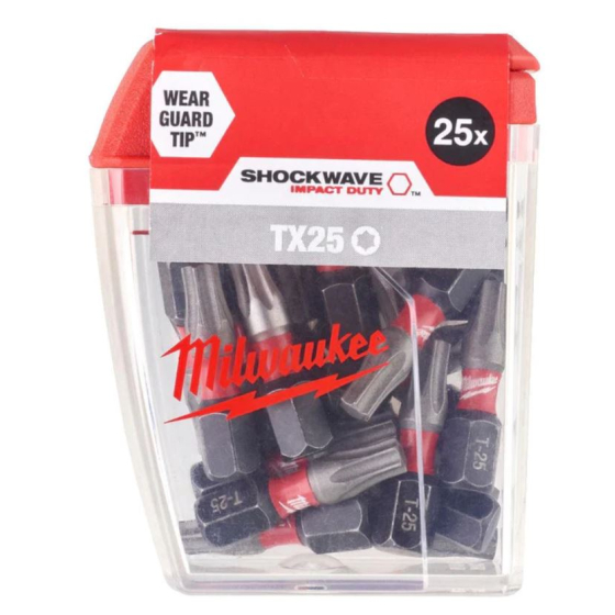 Milwaukee x25 Embouts Torx 25 de Vissage Shockwave 25mm (4932430880)