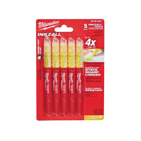 Milwaukee x4 Surligneurs INKZALL Jaune (48223201)