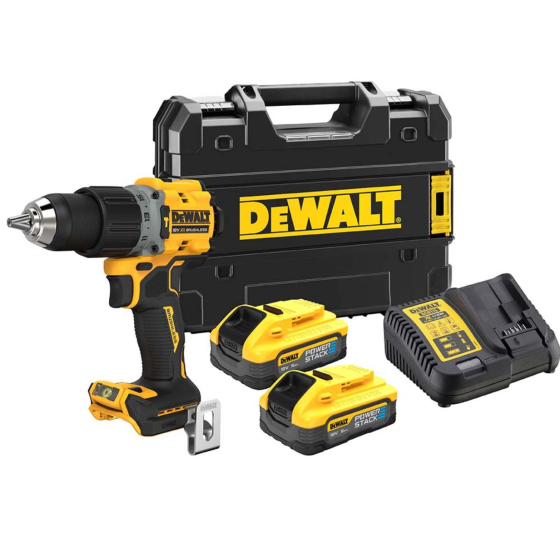 DeWalt DCD800H2T-QW Perceuse, Visseuse 18V XRP 2x5.0Ah POWERSTACK avec coffret T-STAK