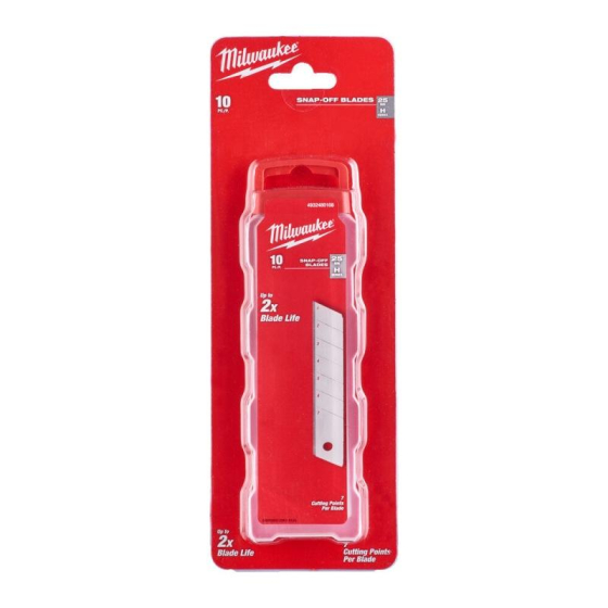 Milwaukee Distributeur de x10 Lames de cutter sécable 25mm (4932480108) Milwaukee Distributeur de x10 Lames de cutter sécable 25mm (4932480108)