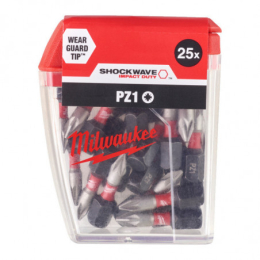 Milwaukee x25 Embouts PZ1 de Vissage Shockwave 25mm (4932430861)