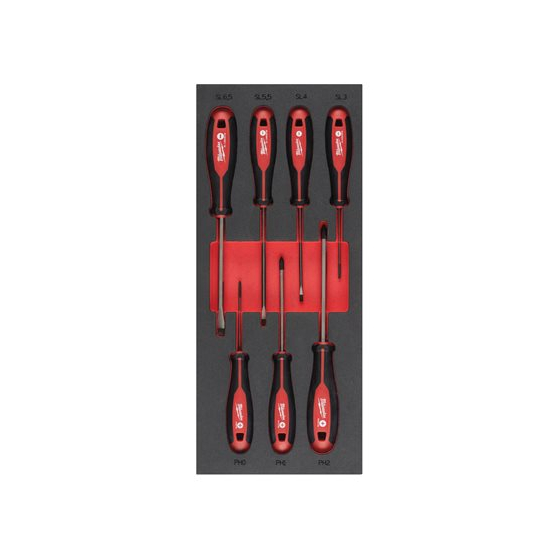 Milwaukee Jeu de x7 tournevis PH & SL avec module mousse pour servante d'atelier (4932492394) Milwaukee Jeu de x7 tournevis PH & SL avec module mousse pour servante d'atelier (4932492394)