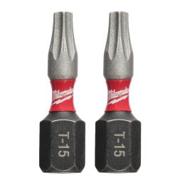 Milwaukee x2 Embouts Torx 15 25mm de Vissage Shockwave (4932430872)