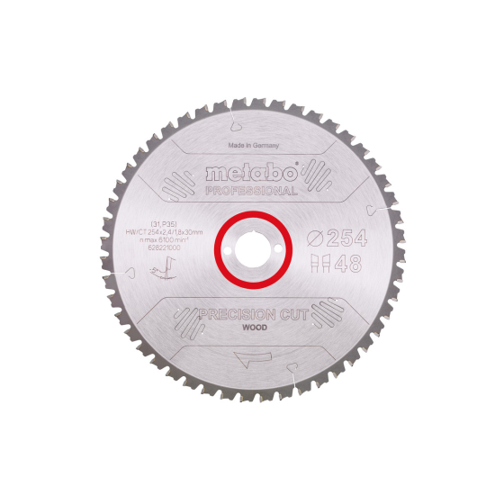 Metabo Lame de Scie Circulaire ø254x30x2.4 48Dts Bois Precision Cut Professional (628221000)