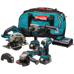 Makita Ensemble de 4 Machines 18V Li-ion 2x5.0Ah avec coffret MakPac (DLX4156TX1)