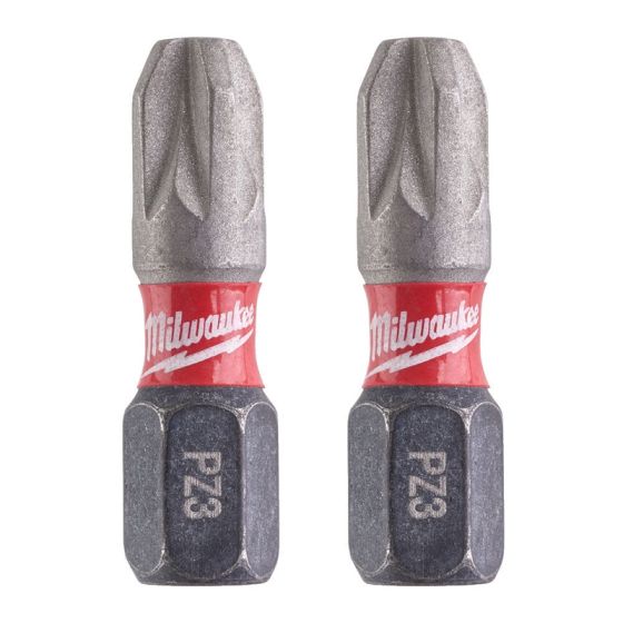 Milwaukee x2 Embouts PZ3 25mm de Vissage Shockwave (4932430868)