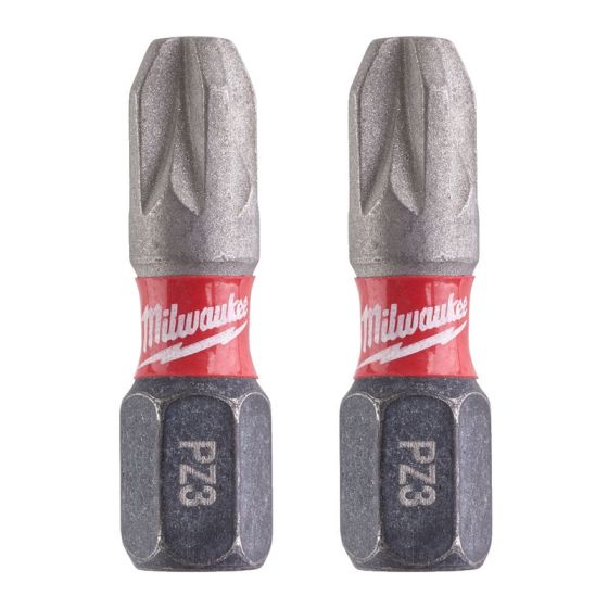 Milwaukee x2 Embouts PZ3 25mm de Vissage Shockwave (4932430868)