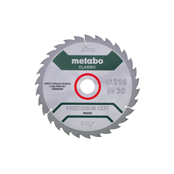 Metabo Lame de scie circulaire BOIS ø216x30 30Dts (628062000)