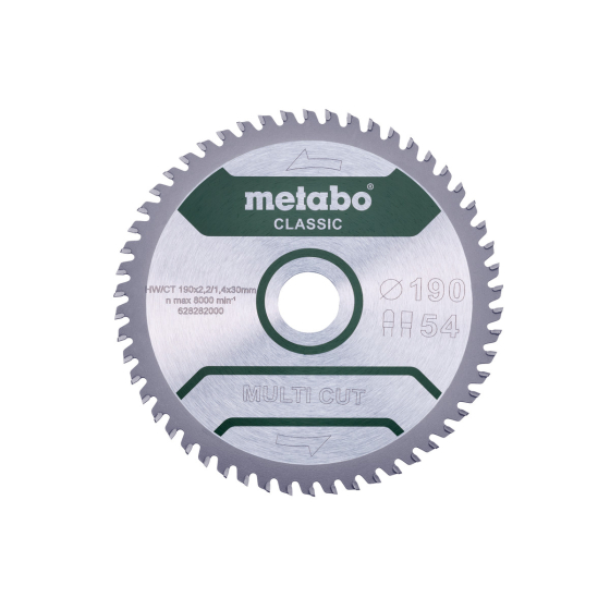 Metabo Lame de scie circulaire Bois ø190x30 54Dts (628282000)