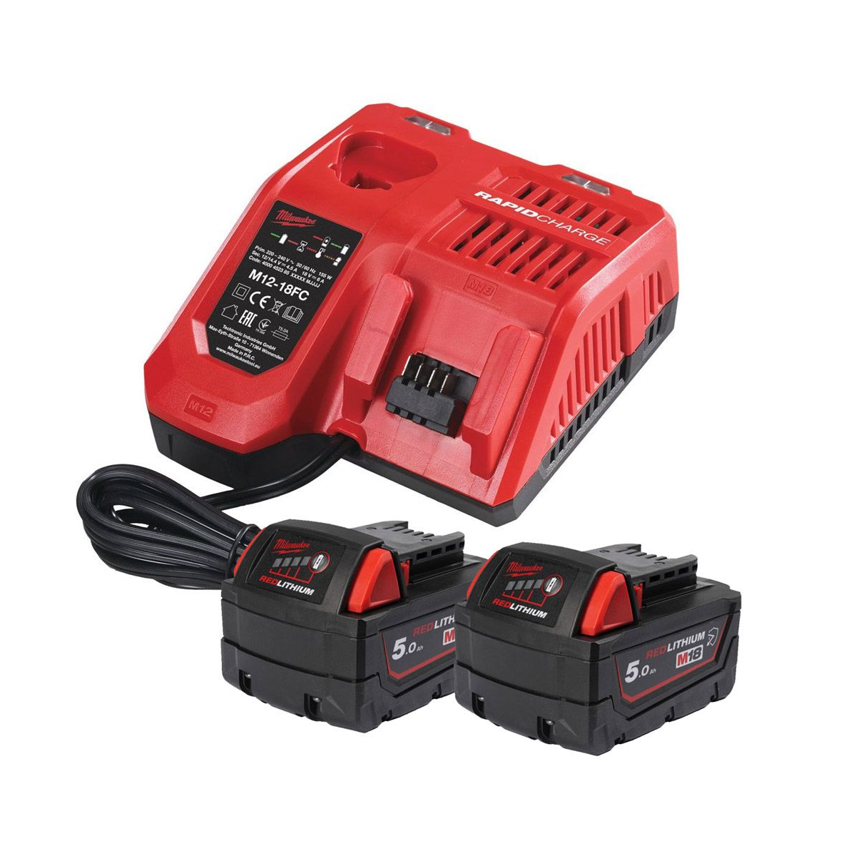 Milwaukee M18 NRGCR-502 Pack 2 Batteries 18V 5.0Ah M18B5CR et