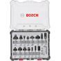 Bosch Kit de 15 fraises mixtes ø8 mm pour défonceuse avec un cutter offert (0615997653)