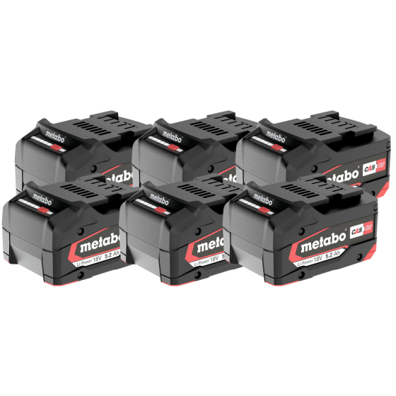 Metabo Set de x6 batteries Li-ion 18V 5.2Ah Li-power avec témoin de charge (625152000)