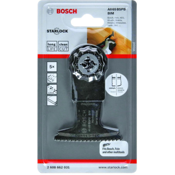 Bosch Set de x5 Lames de scie plongeante 40x65mm Bois dur STARLOCK (2608662031)