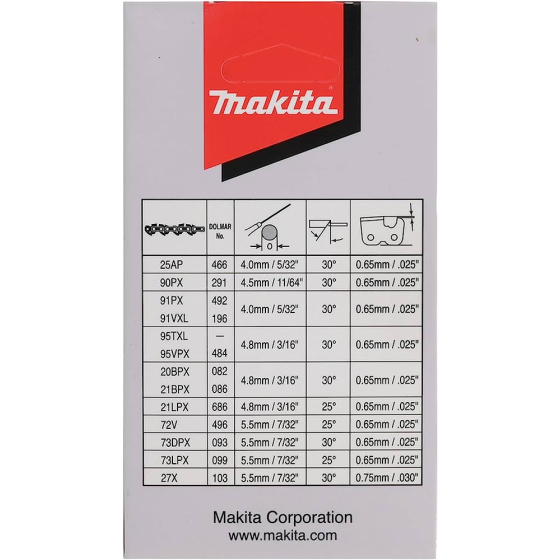 Makita Chaîne pour tronçonneuse 30cm 3/8" 1.1mm 46Dents (191H01-8)