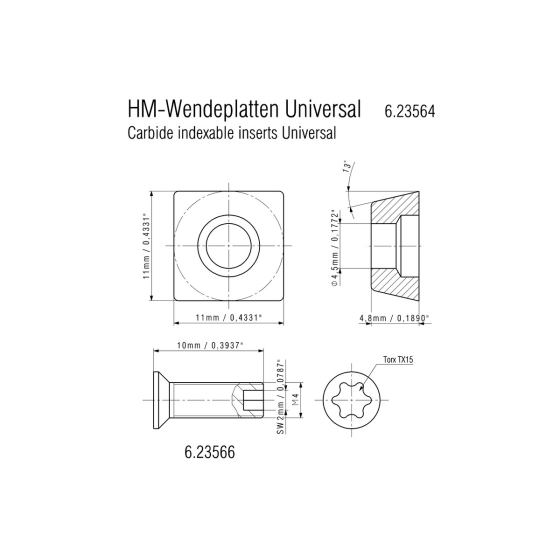 Metabo Plaquette carbure réversible universelle jeu de 10 pièces (623564000)