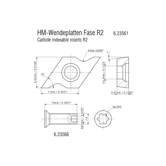 Metabo Plaquette carbure réversible HM R2 jeu de 10 pièces (623561000)