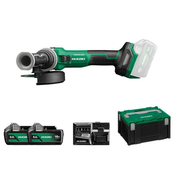 Hikoki G1813DVEWQZ Meuleuse sans fil 18V ø125mm 2x5Ah avec coffret de transport