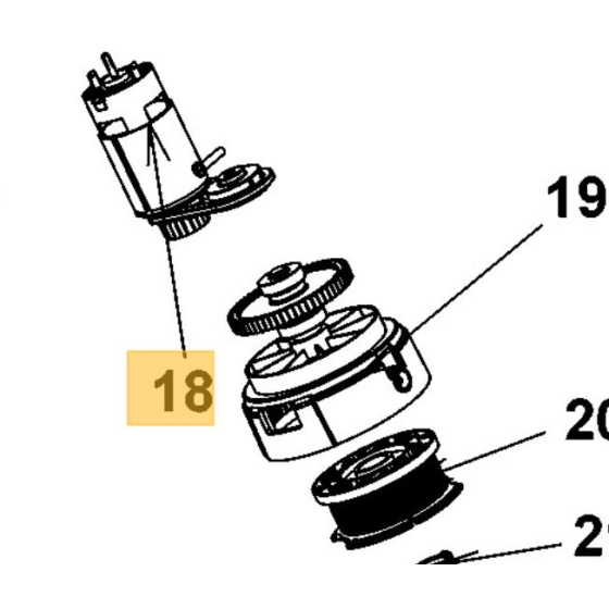 Black&Decker Moteur complet pour coupe-bordures BDST182L1, BDST182ST1, STC1820PST (N501795)