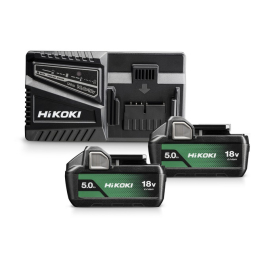 Hikoki Pack de 2 Batteries BSL1850MA 18V 5.0Ah et 1 Chargeur UC18YFSL1850MA