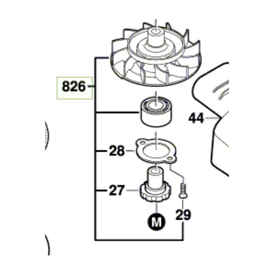 Bosch Boitier de transmission avec ventilateur pour ponceuse GEX34-125, GEX 125-150AVE, GEX150AC (2606610903)