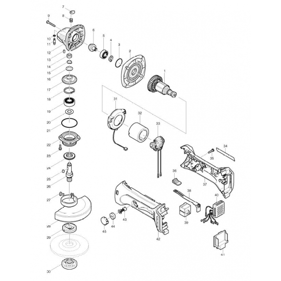 Makita BGA452 Pièces détachées 